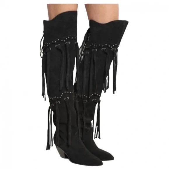 Giuseppe Zanotti Demi Studded Fringed Suede Boots - Picture 2 of 9